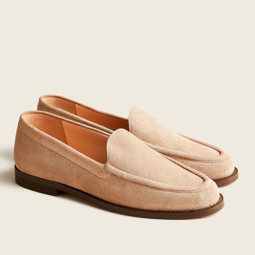 J.Crew Winona Suede Loafers Leather Flats Luxury Caramel Shoes,Womens,New